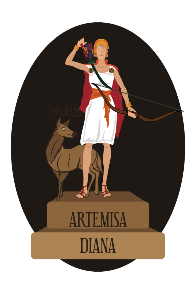 Símbolos de Artemisa, plantas y animales sagrados Artemisa representa a la diosa de la caza con su arco