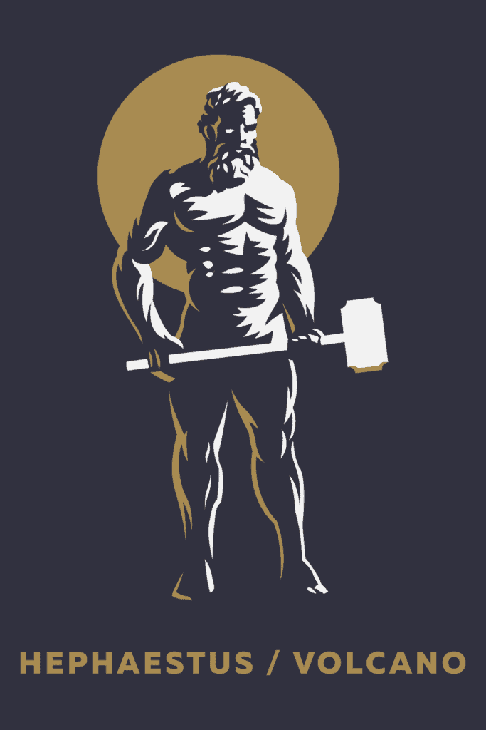 Símbolo de Hefesto, el dios de los herreros y herreros en la mitología griega representado con su martillo