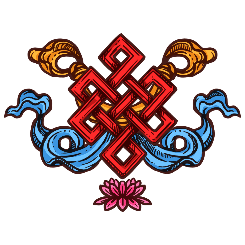Nudo sin fin, ocho símbolos auspiciosos de la colección budista, uno de los símbolos más destacados de la armonía.