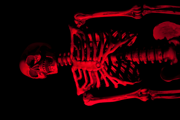 símbolo de esqueleto rojo