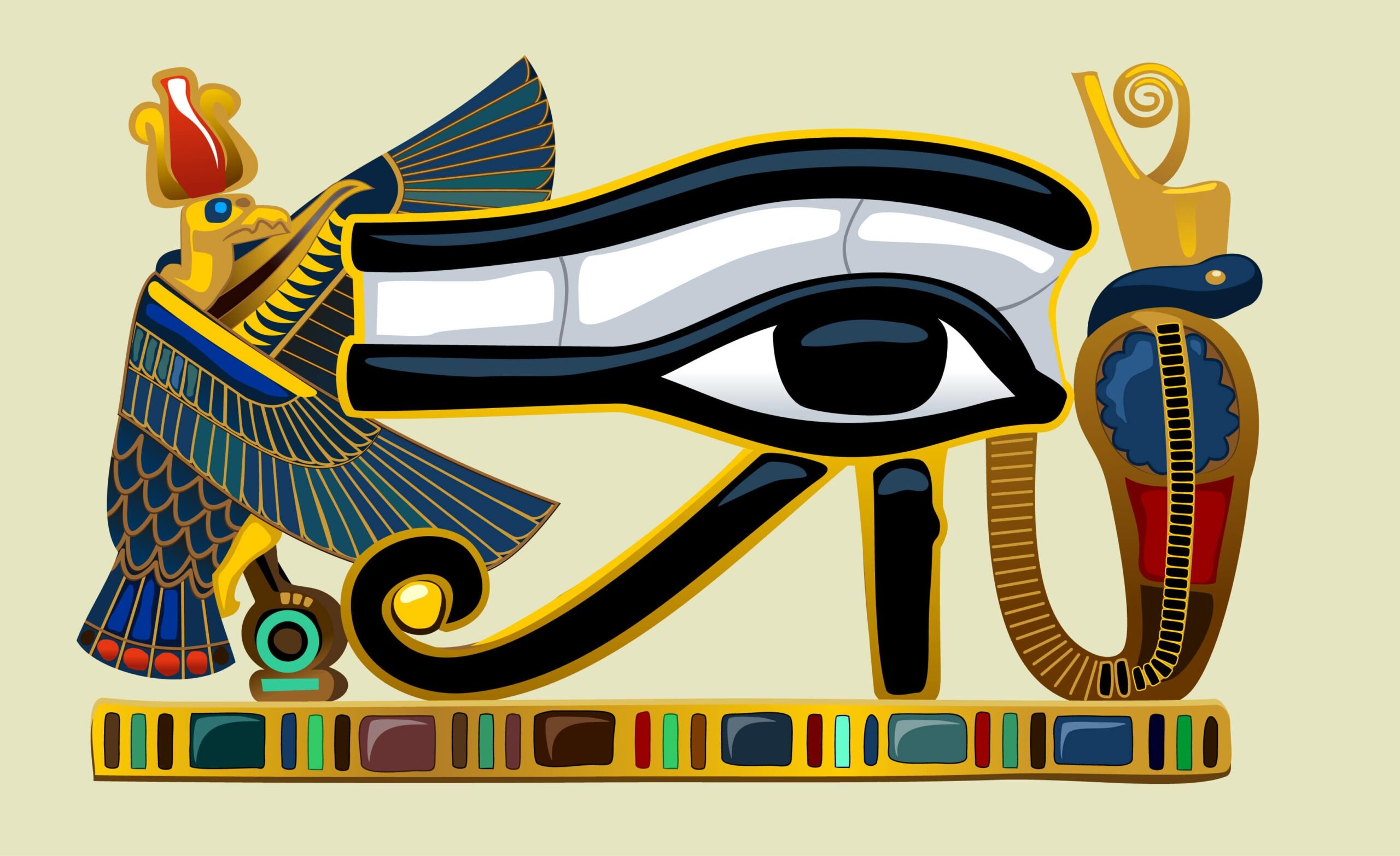 Ojo egipcio Tatuaje Significado Ojo de Horus Ilustración en color Dos signos