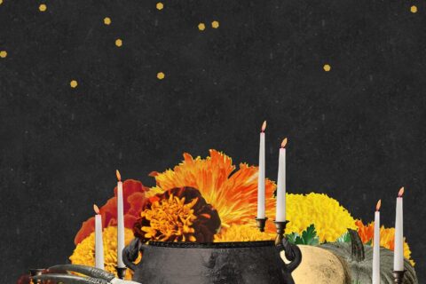 collage for the astrology of samhain halloween
