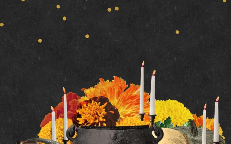 collage for the astrology of samhain halloween