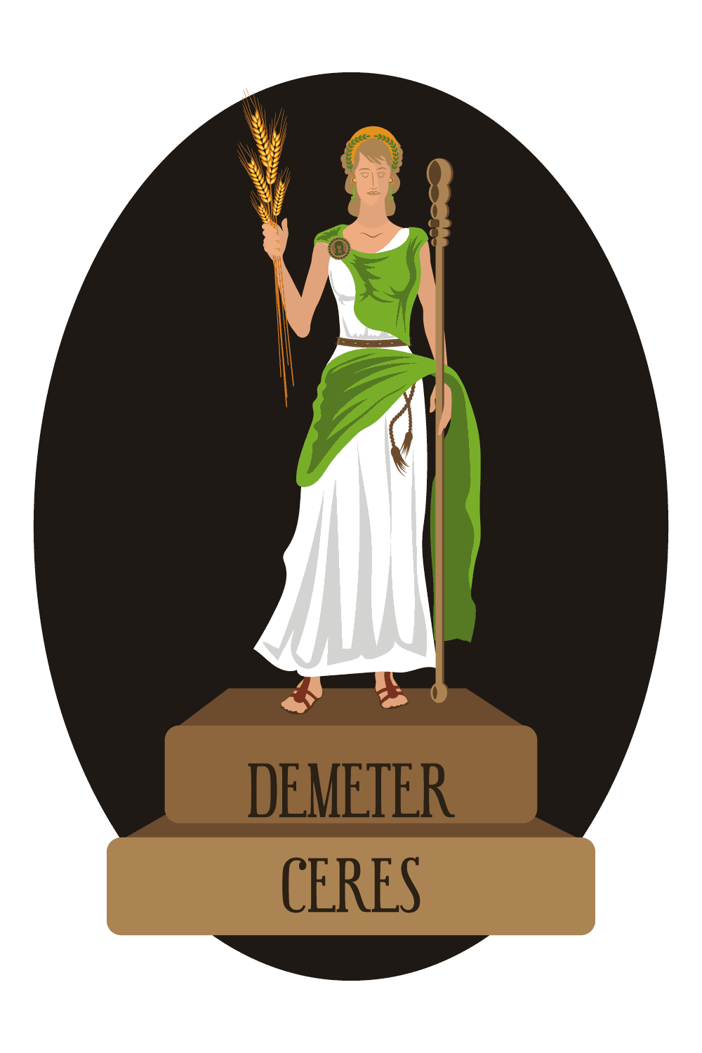 Símbolo de la diosa griega Deméter, sus plantas y animales sagrados