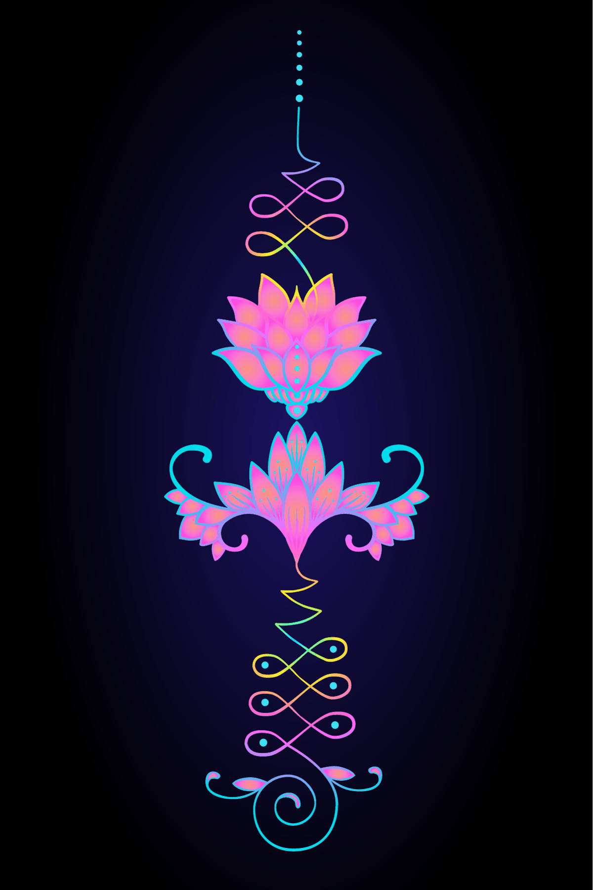 Colorido símbolo de Unalome con flor