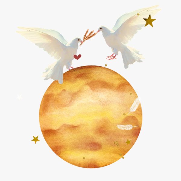 Horóscopo Venus en Virgo 2024 - Collage de dos palomas, Venus, plumas y Venus para Venus en Virgo.